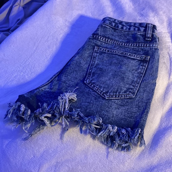 Medium Blue Ripped Jean Shorts from Shien - Picture 3 of 4